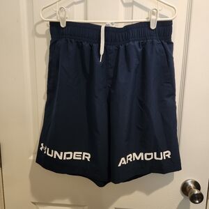 Under Armour Men's Dark Blue Athletic Shorts Front Pockets Both Sides
